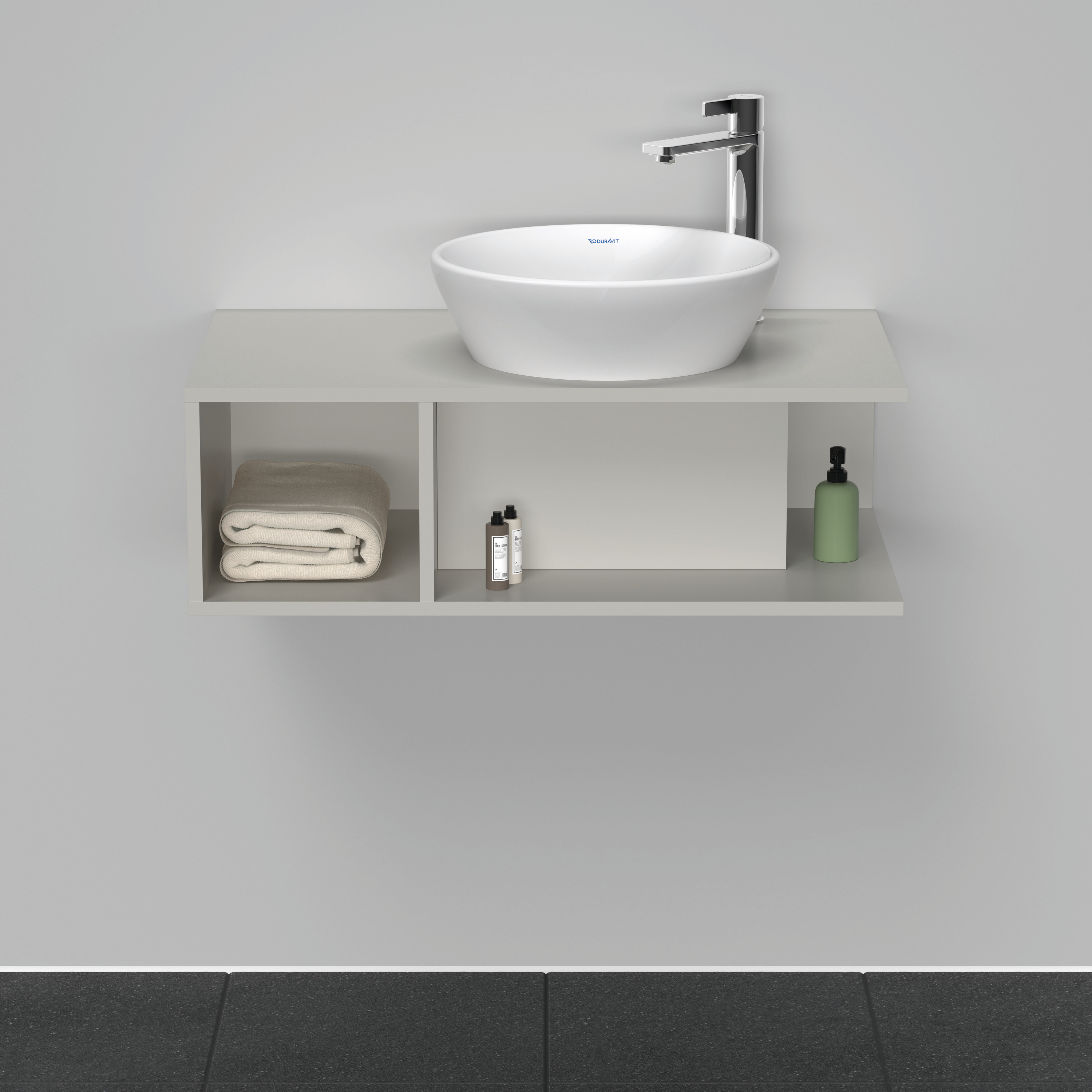 Duravit D-Neo WTU wandh.,1 offenes Fach l., 260x800x480mm, Betongrau Matt
