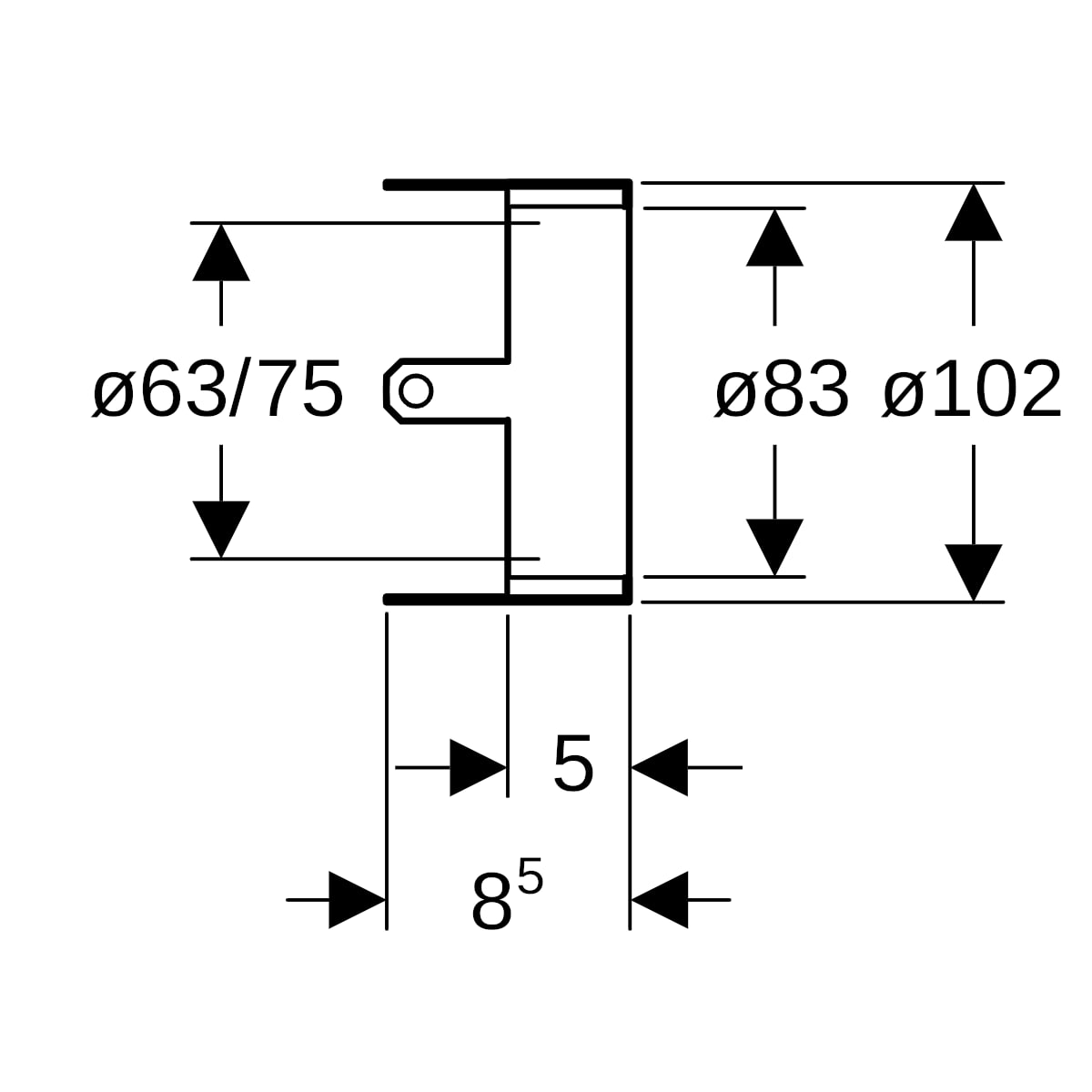Geberit Rohrschott90 Plus EN d63/75 L:5cm