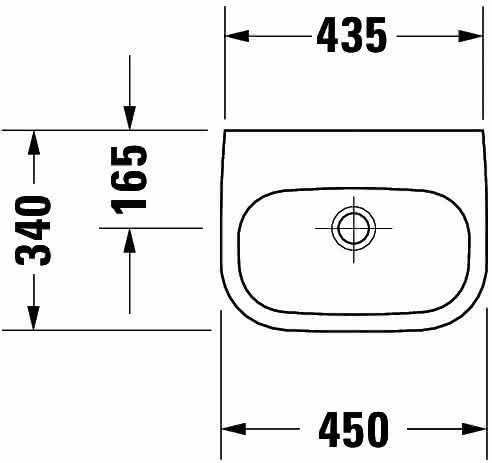 DU Handwaschbecken D-Code Med 450 mm ohne ÜL, mit HLB, 1 HL, weiß