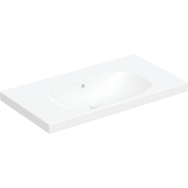 Geberit Acanto Waschtisch m. Ablg., 90x48cm einfache Bef., o. Hl., m. Ül., weiß