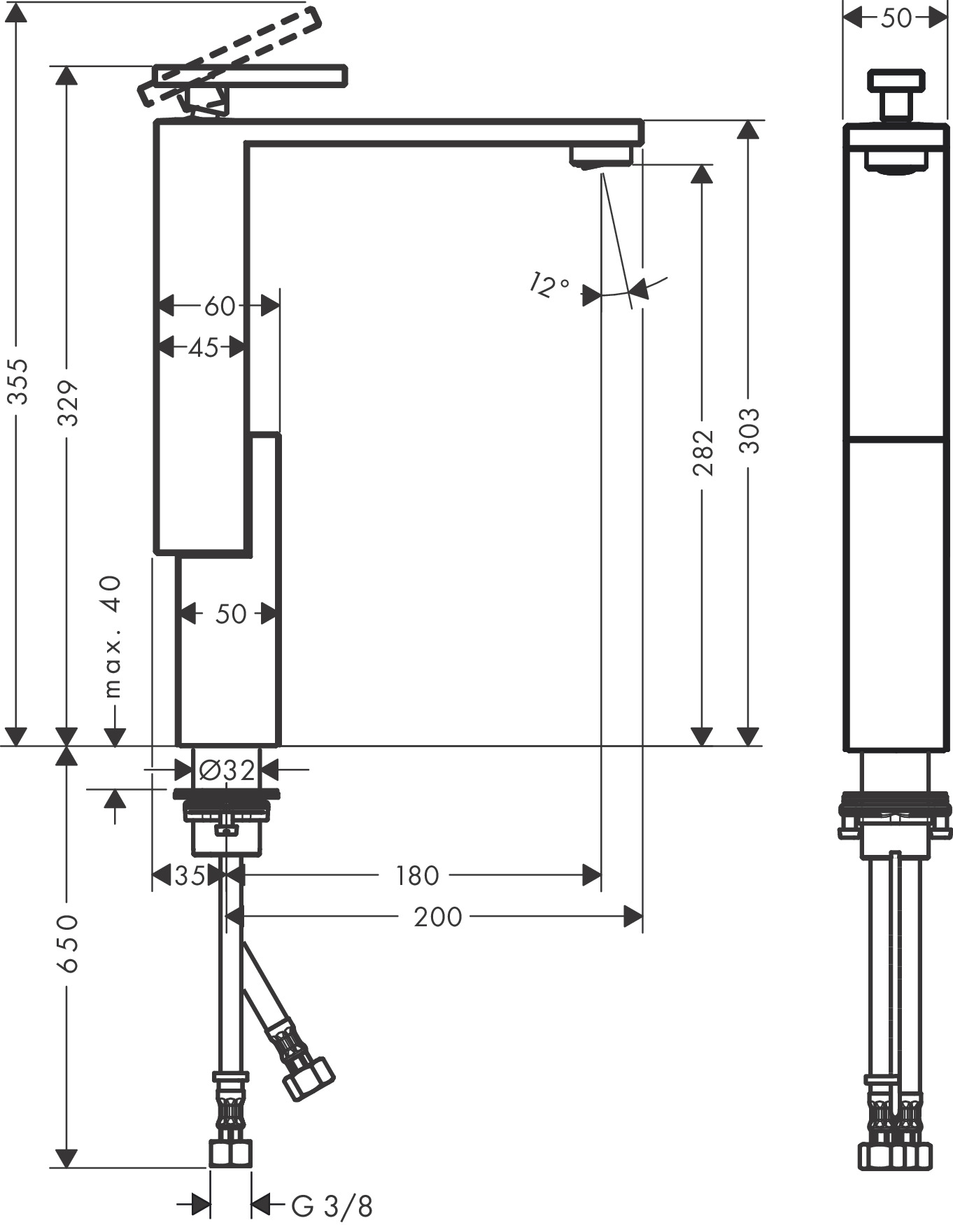 Hansgrohe Waschtischmischer 280 Axor Edge Diamantschliff chrom