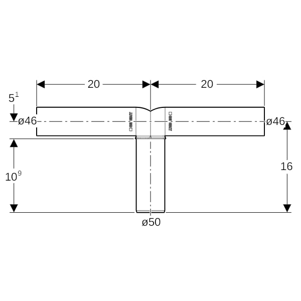 Geberit Silent-PP Doppelanschlussbogen 90Gr verlänger d50/46