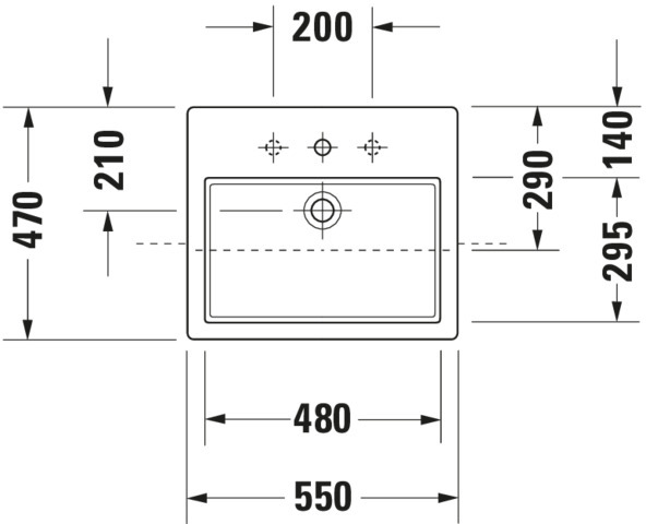 DU Halbeinbauwaschtisch Vero 550 mm mit ÜL, mit HLB, 1 HL, weiß