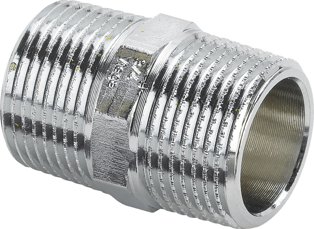 Viega Doppelnippel 3280 in R1/4 Rotguss verchromt