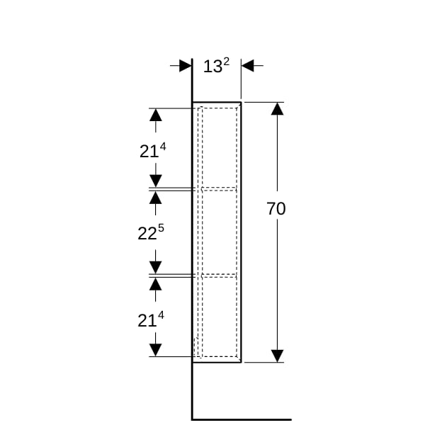 Geberit Regal rechteckig 22,5x70x13,2cm, weiß matt