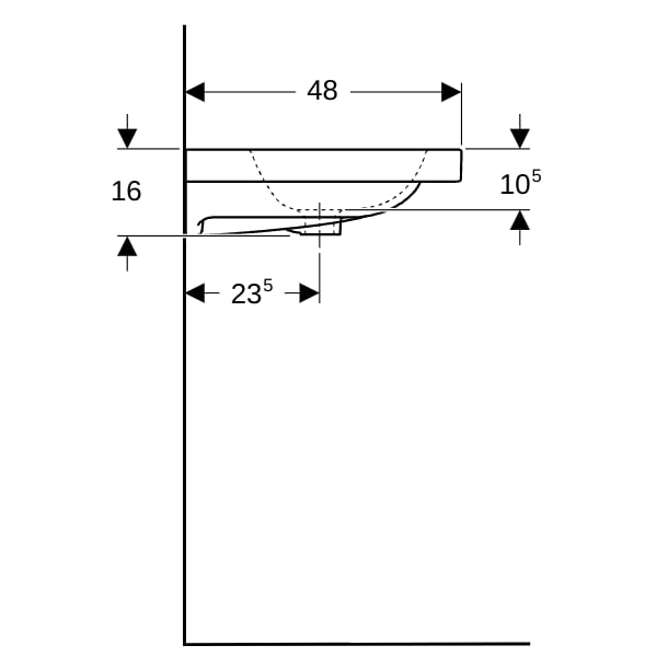 Geberit iCon Light Waschtisch 90x48cm Ablagefläche, o. Hl., m. Ül., weiß