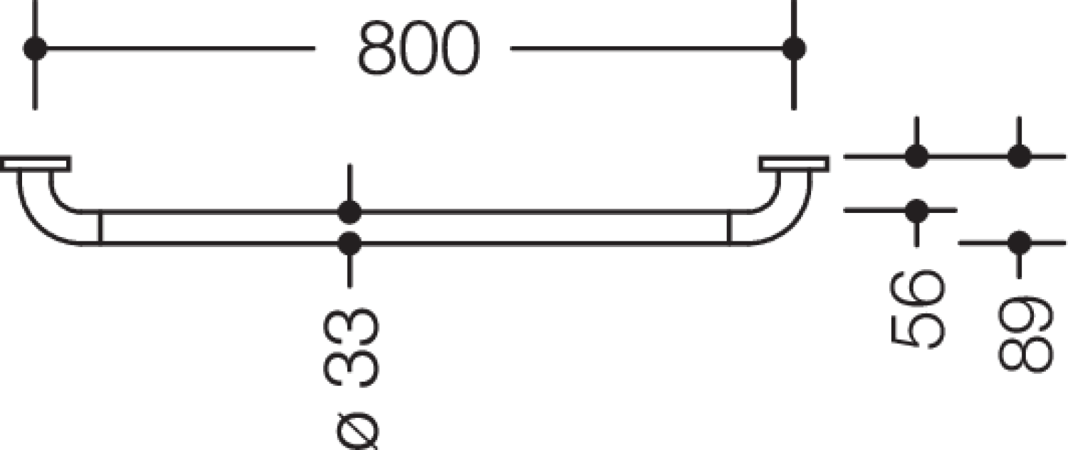 HEWI Haltegriff Ser 801 d:33, AM:800mm, BM211.2 reinweiß