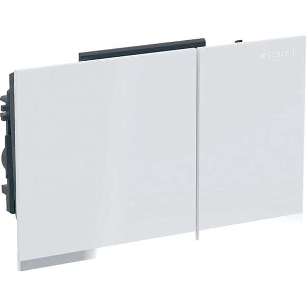 Geberit Omega60 BetPl., eckig, für 2-M-Sp. weiß, Glas glzd/ verspiegelt