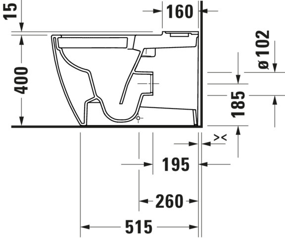 DU Stand WC für Kombination ME by Starck 650mm, weiß, Tiefspüler, rimmless, WG