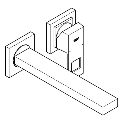 GROHE 2-Loch-WT-Wandbatterie Eurocube 23447 Fertigmontageset supersteel