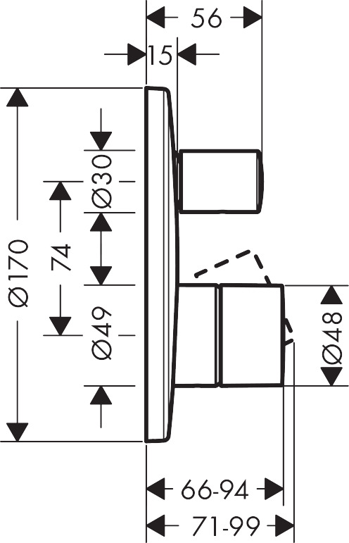 Hansgrohe Wannenmischer Unterputz Axor Uno Fertigset Zerogriff PBC