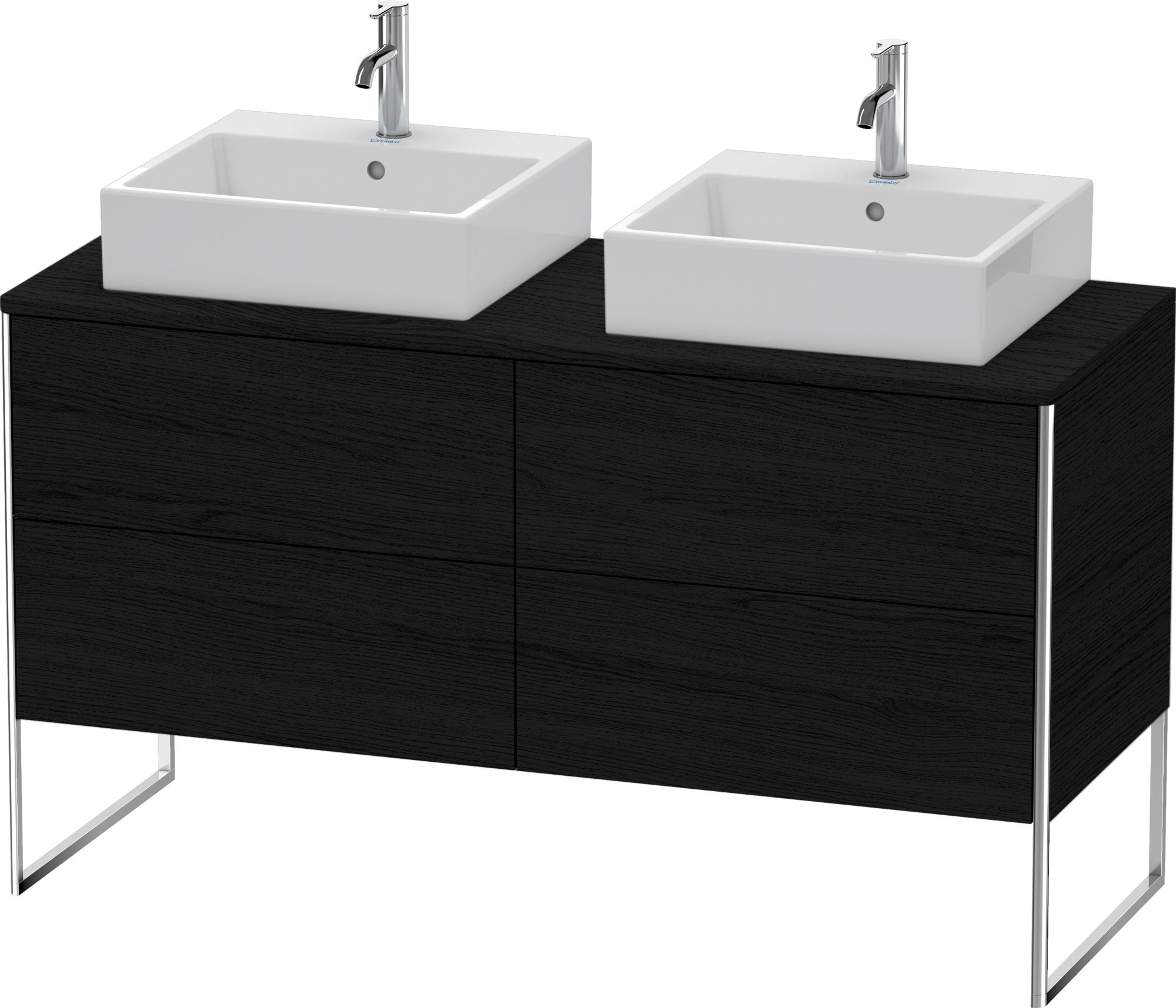 Duravit WTU XSquare 778x1400x548mm,Becken b. 4 Schubkästen, Eiche Schwarz,