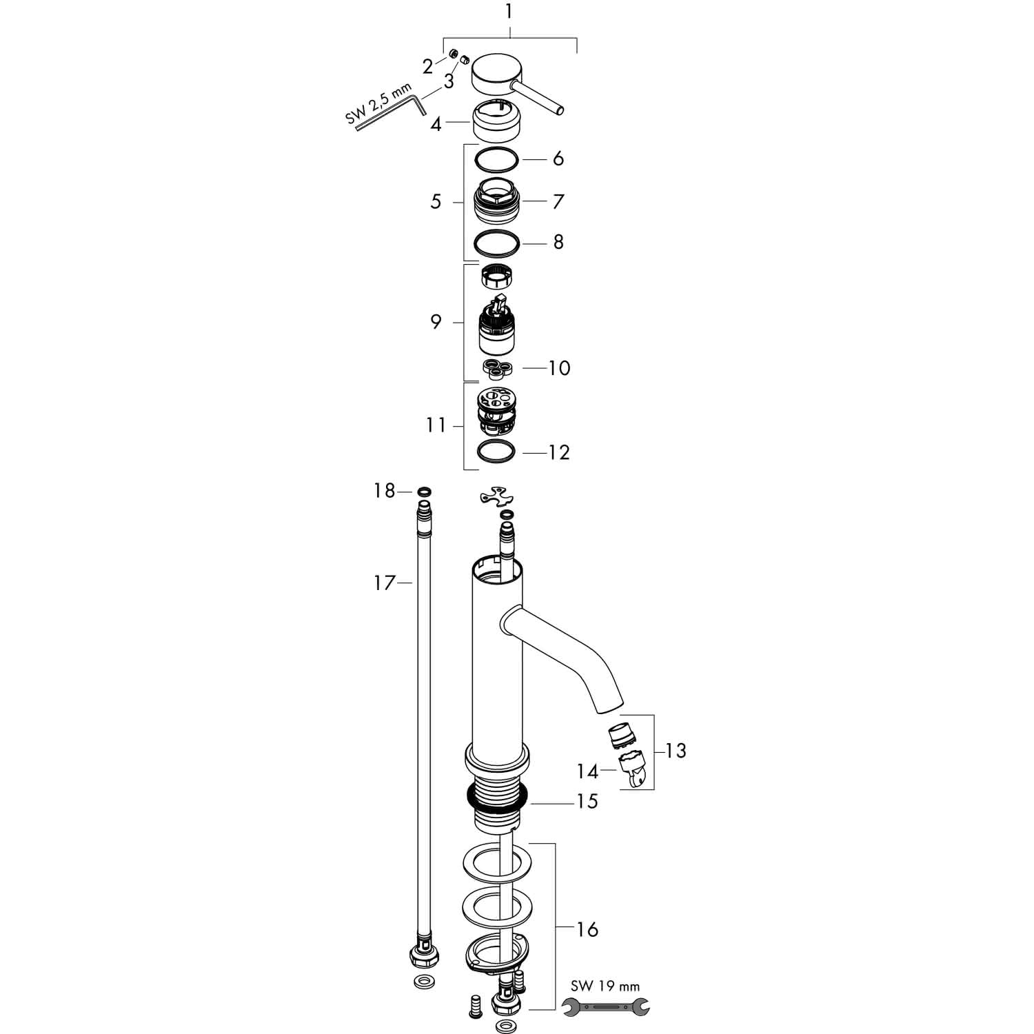 Hansgrohe WTM 110 Tecturis S ohne Ablaufgarnitur chrom
