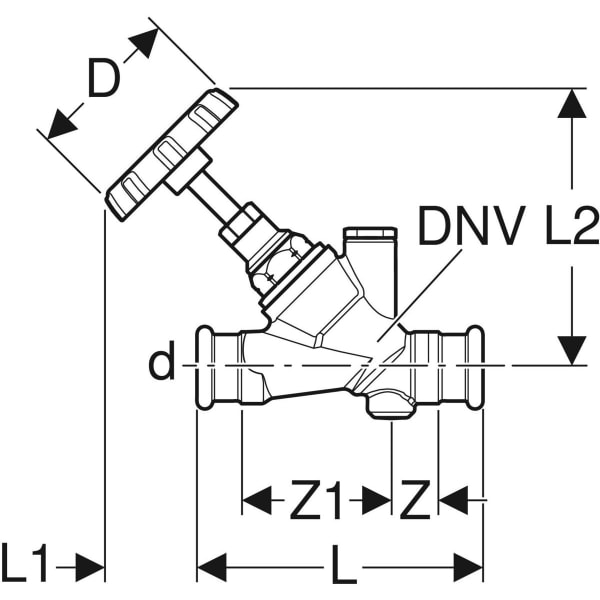 Geberit Mapress Schrägsitz-Absperrventil d54 RG