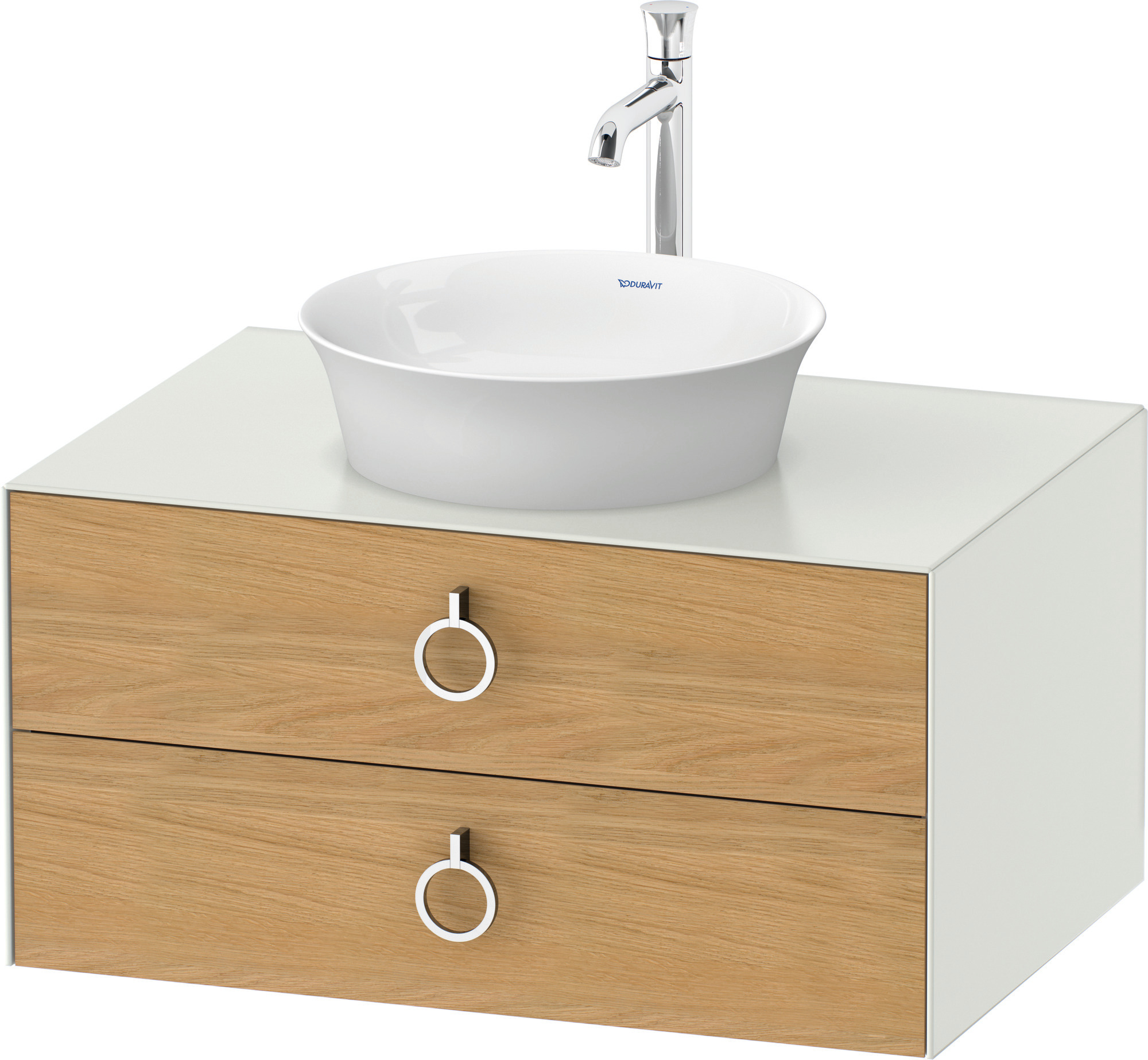 Duravit WTU wandh.White Tulip,2Schk.,m.Griff 408x800x550,Eiche N.M./Weiß Seidenmatt