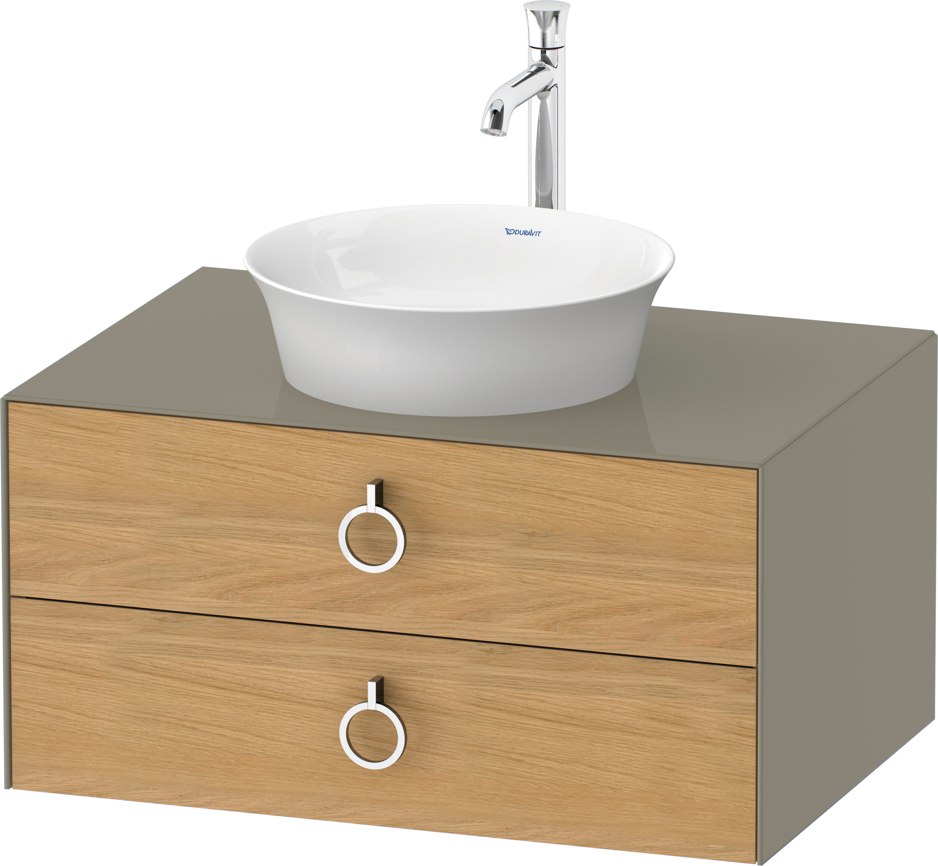 Duravit WTU wandh.White Tulip,2Schk.,m.Griff 408x800x550,Eiche N.M./Steingrau HGL