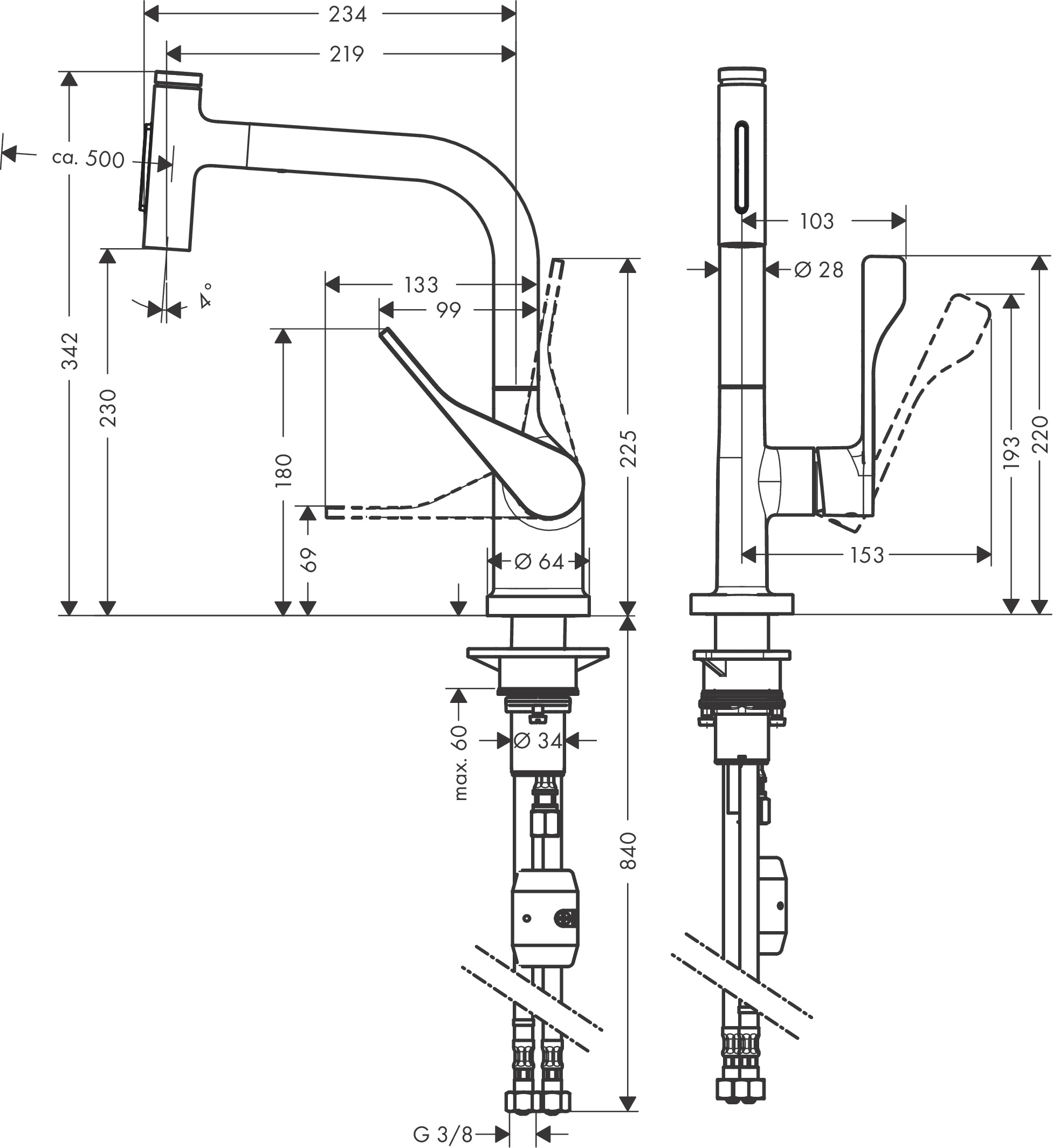 Hansgrohe Spültischmischer 230 Select 2jet Axor Citterio Ausziehbrause BN