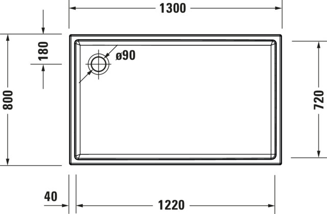 Duravit Starck Slimline Duschw. 1300x800x60mm Weiß