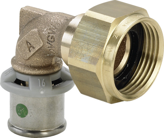 Viega Winkelverschraubung mit SC Sanfix P 2155 in 16mmxG1/2 Rotguss