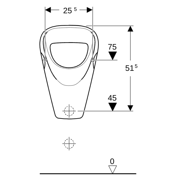 Geberit Aller Urinal, Zulauf von oben Abgang nach hinten oder unten, weiß Tect
