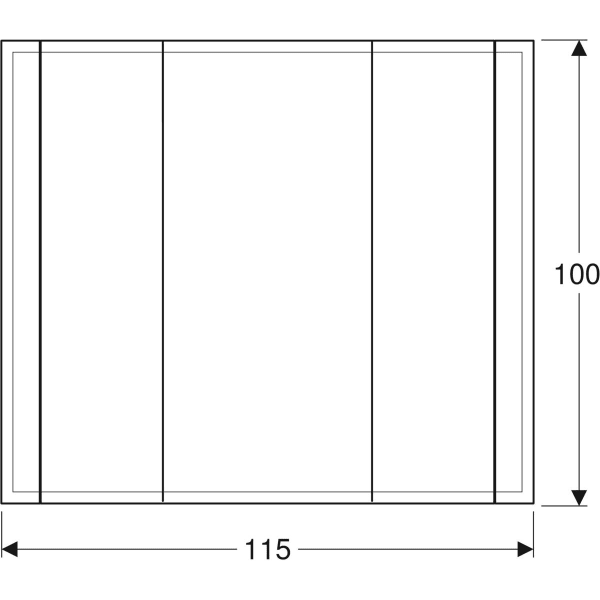 Geberit ONE Spiegelschrank mit Beleuchtung drei Türen, 115x100x16cm