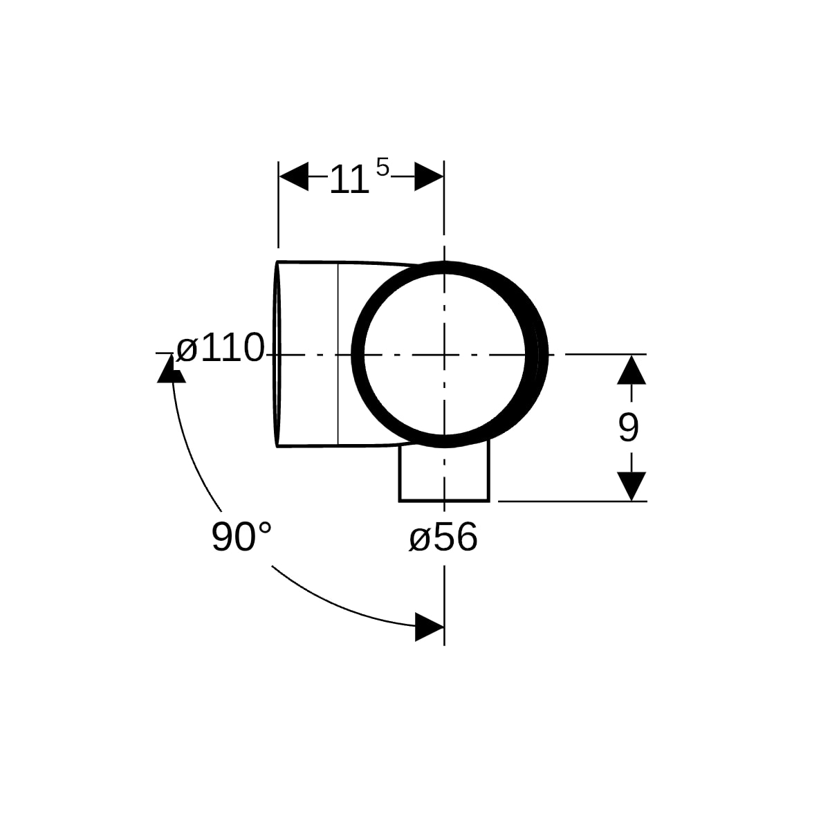 Geberit Silent-db20 Kombibogeneckabzweig 88,5Gr rechts d110/110/56
