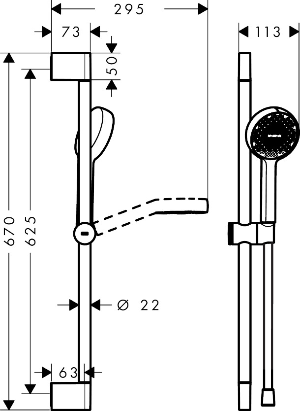 Hansgrohe Brauseset Activera S 95 1jet EcoSmart mit Brausestange Typ 65 chrom Hansgrohe Brauseset Activera S 95 1jet EcoSmart mit Brausestange Typ 65 chrom