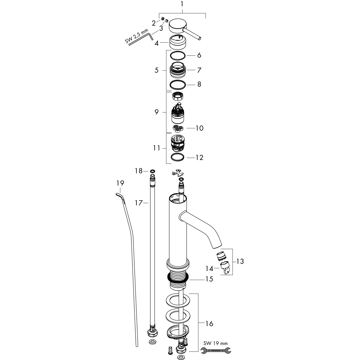 Hansgrohe WTM 80 Tecturis S CoolStart  EcoSmartu.  m. Zugstangen-Ablaufg. MSW