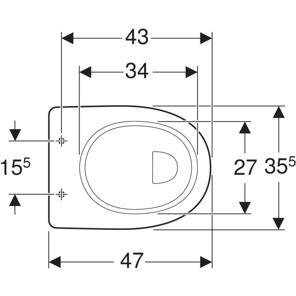 Geberit Renova Comfort Stand-WC Flachspüler erhöht, Abgang horizontal, weiß