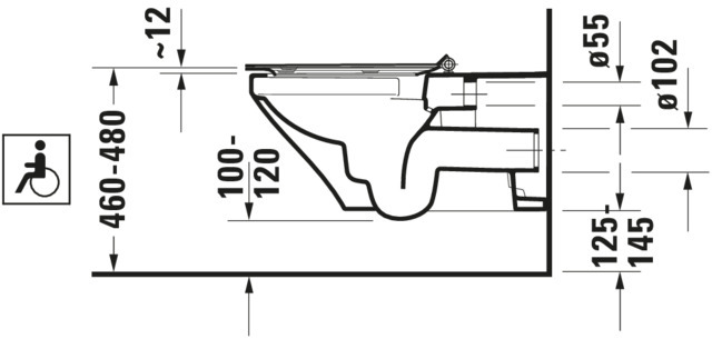 DU Wand-WC DuraStyle Vital 700 mm Tiefspüler,rimless,Durafix,weiß,HYG