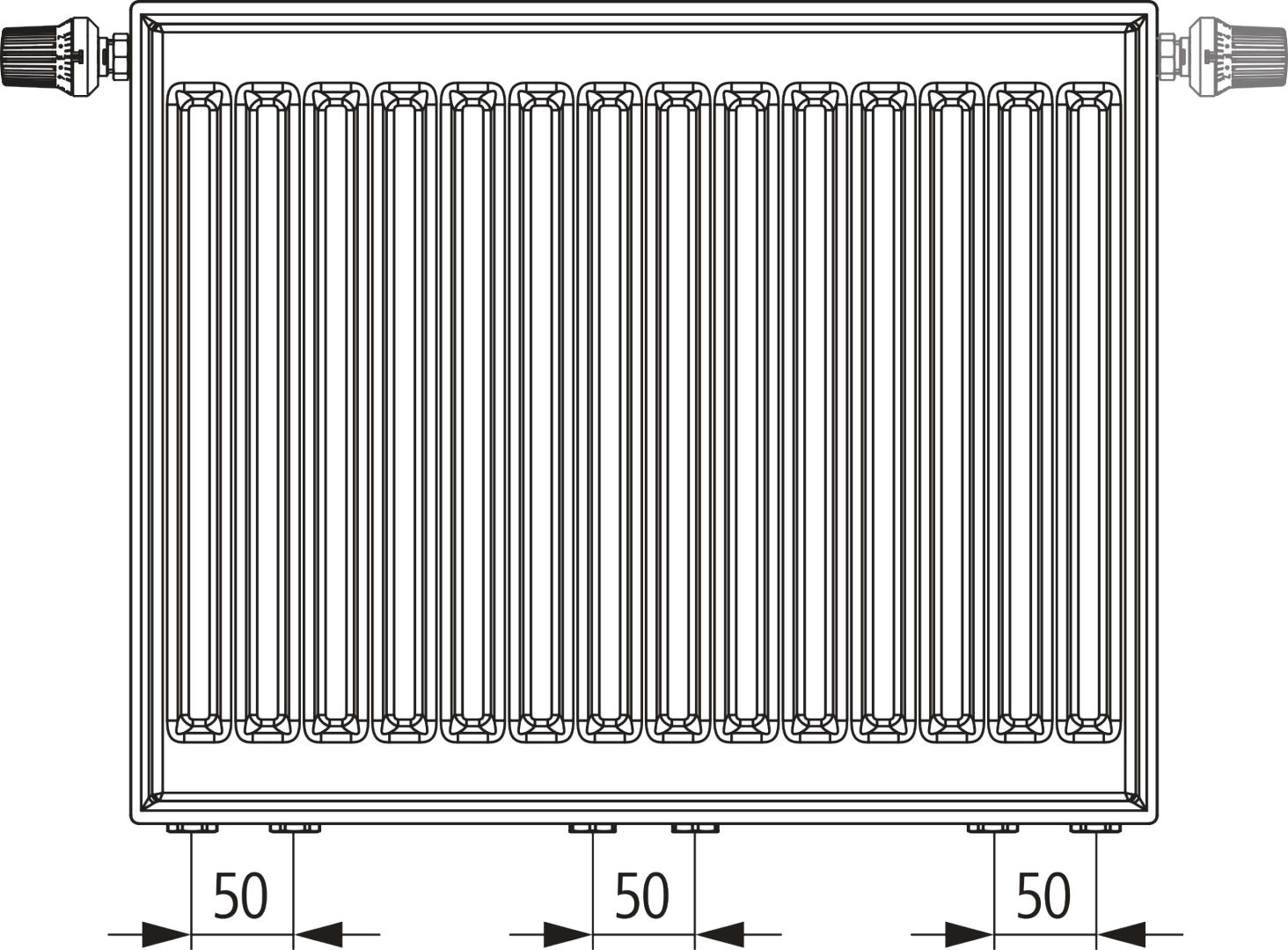 Kermi x2 Profil-Vmulti T12 600x64x1300 QN1598, RAL9016, 10bar, Vent., m.Abd, BK