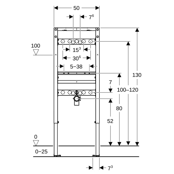 Geberit Duofix Element f. WT, 130 cm Wandarmatur AP