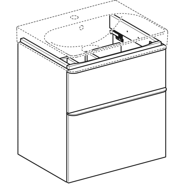 Geberit Smyle US für WT, eckig, m. 2 Schubl. 58,4x61,7x47cm, sand-grau