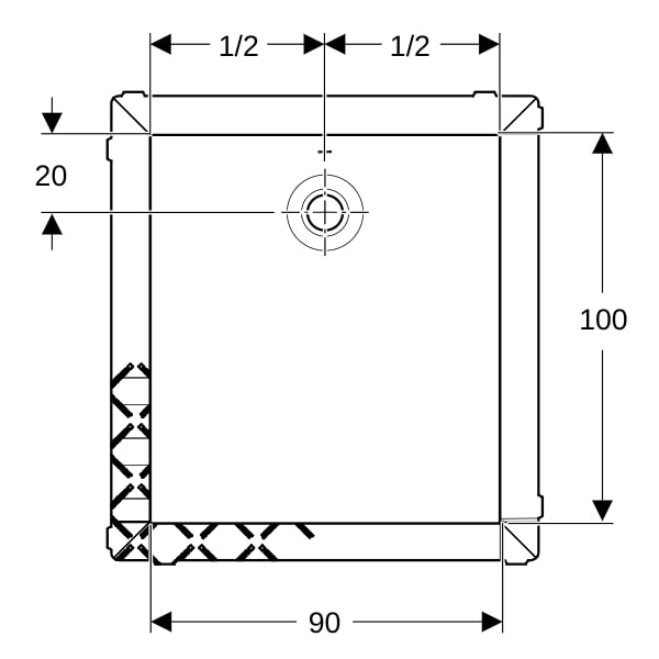 Geberit Olona Duschwanne 100 x 90 cm rechteckig, mit Dichtvlies, weiß matt