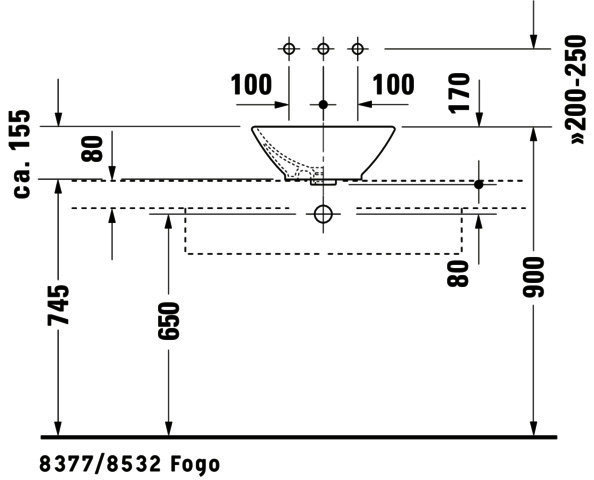 DU ASB Design Classics Bacino 420 mm rund, mit ÜL, ohne HLB, weiß