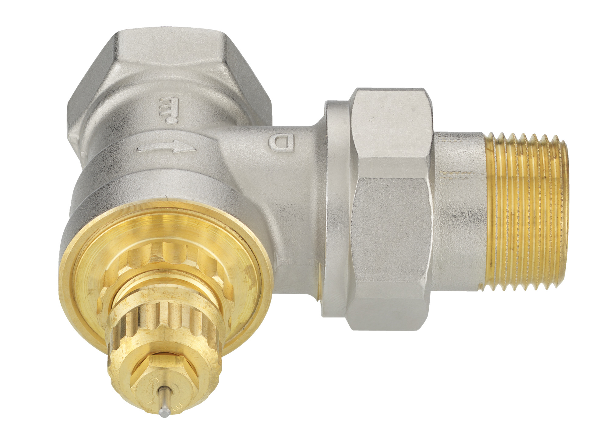Danfoss Ventilgehäuse RA-G 20 R 3/4, Eck, matt vernickelt