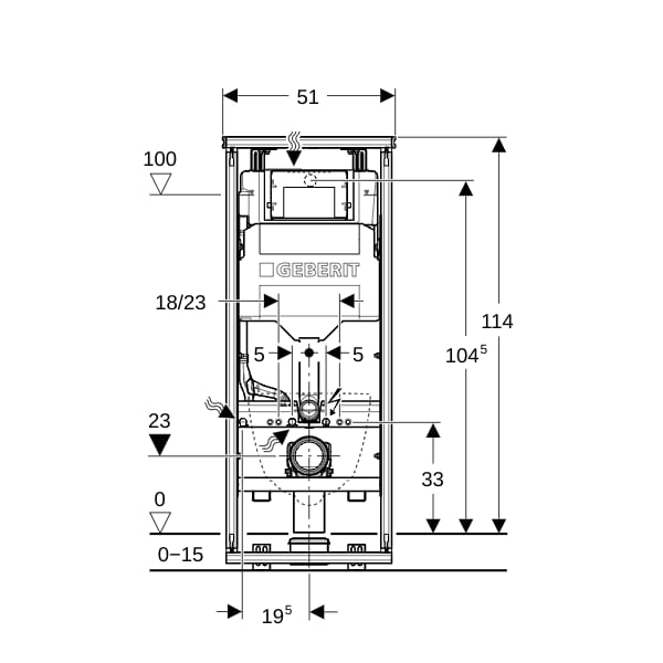 Geberit GIS Element f. WWC, 114 cm, mit Sigma UP-SPK 12 cm, Ecklösung