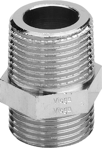 Viega Gewindestutzen 1021.1-260 in R1/2 x R3/4 Messing vernickelt
