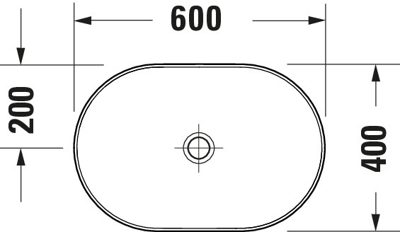 DU Aufsatzbecken D-Neo 600mm, oval weiß, o.ÜL, o.HLB, Bef.inkl.
