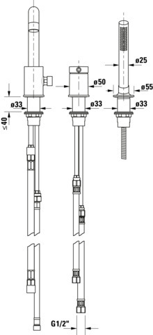 DU Circle 3-Loch Wannenarmatur Kermikmischsystem, Chrom HG