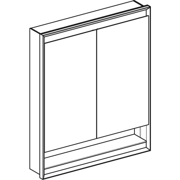 Geberit ONE Spiegelschrank mit Ni/Comf.Light 2 Türen, UP-Mont., 75x90x15cm, alu.