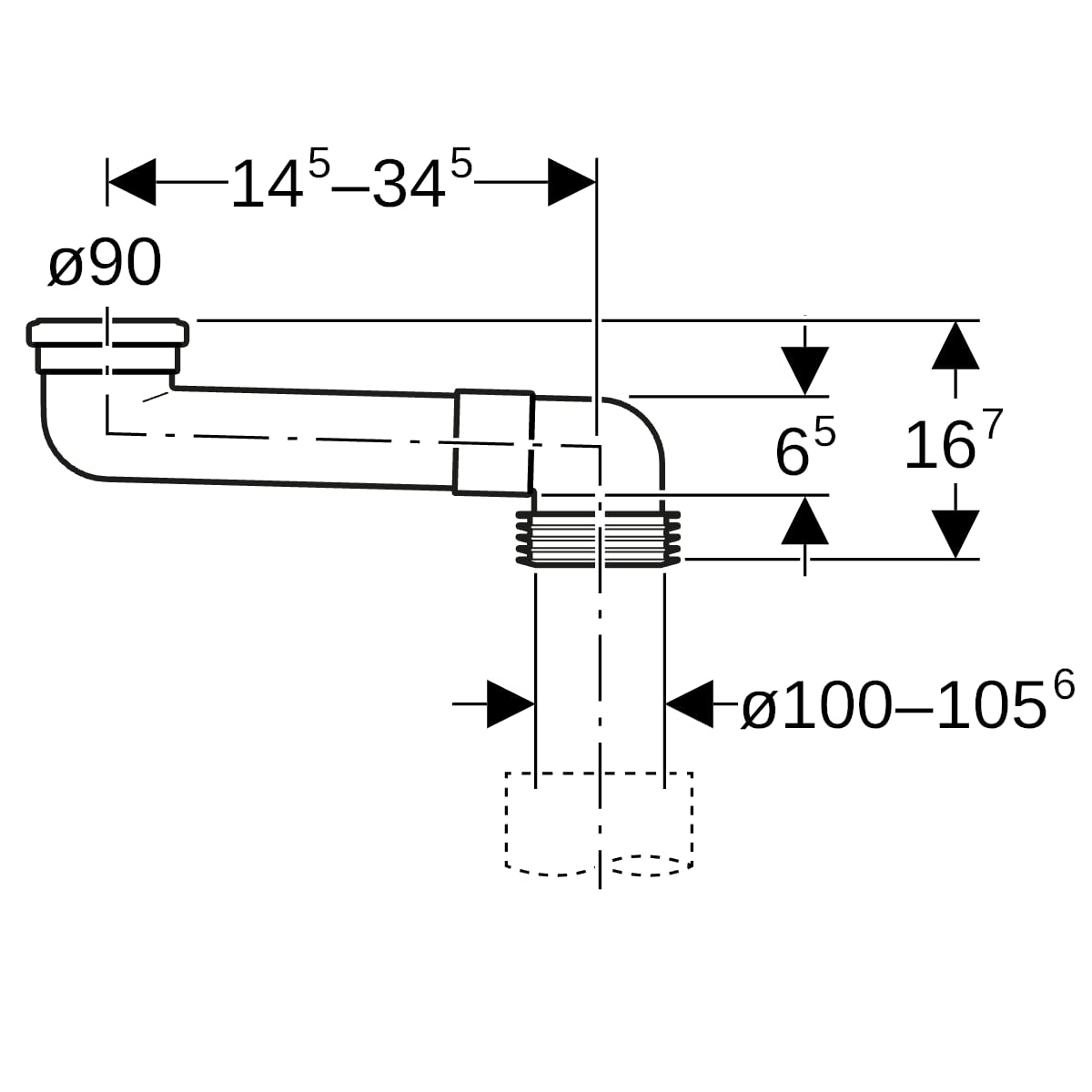 Geberit PVC WC-Etagenbogen d90/di100-105,6