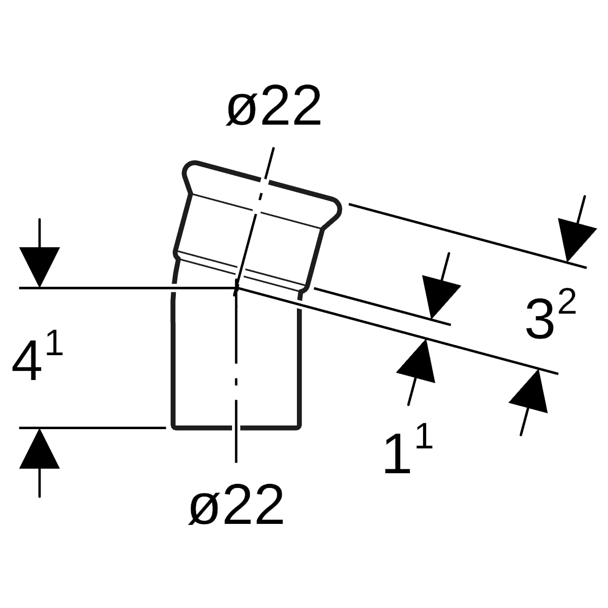 Geberit Mapress Edelstahl Bogen 15Gr d22 mit Einschubende