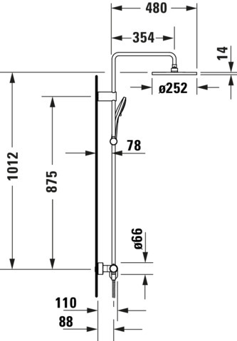 Duravit Wave Duschsystem, Einh.-Brausemisch. Keramikmischsystem, Chrom HG
