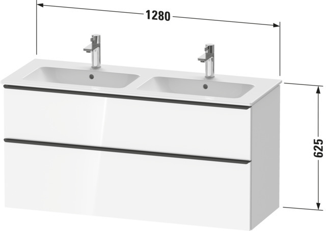 DU D-Neo WTU,Ausz:1,Schubk:1,GR:Chrom 1280x462x625mm,Wandh,Weiß Hochglanz,Dek.