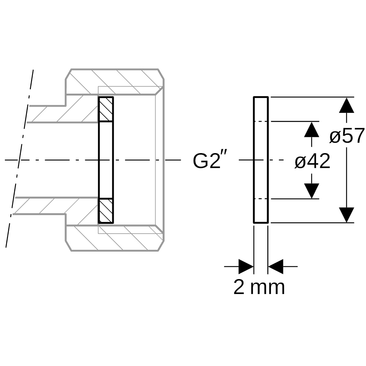 Geberit Flachdichtung FaserVerb.Werkst. d57xdi42.0x2