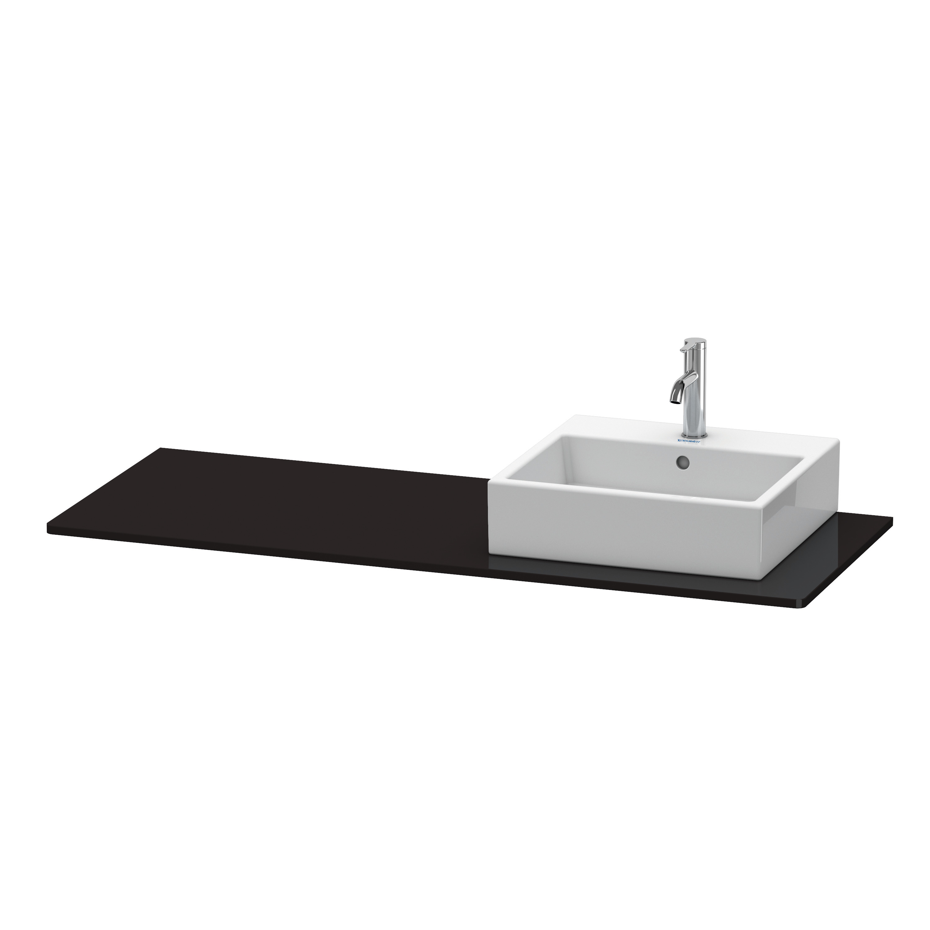 Duravit Konsole XSquare 16x1400x550mm mit 1 Ausschn., Schwarz Hochglanz