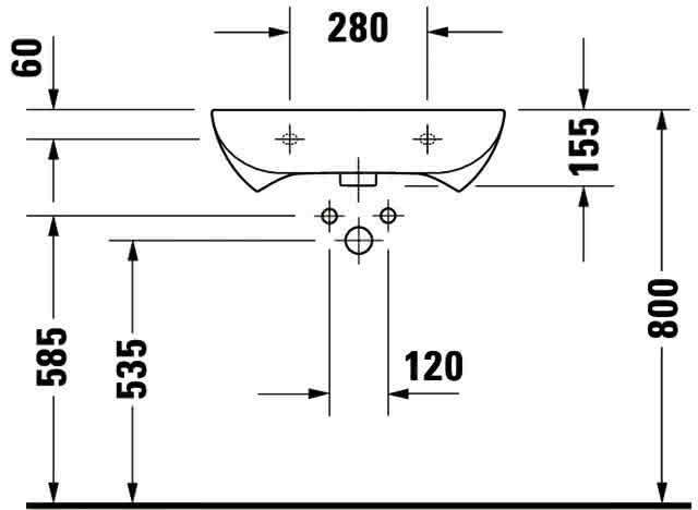 DU Waschtisch D-Code Vital 600 mm mit ÜL, mit HLB, 1 HL, weiß