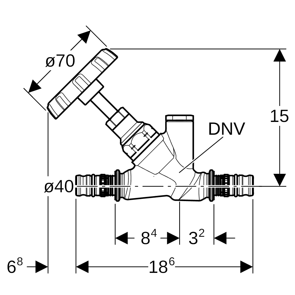 Geberit Mepla Schrägsitz-Absperrventil d40 RG+