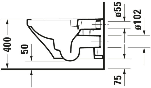DU Wand-WC DuraStyle 620 mm Tiefspüler, rimless, Durafix, weiß